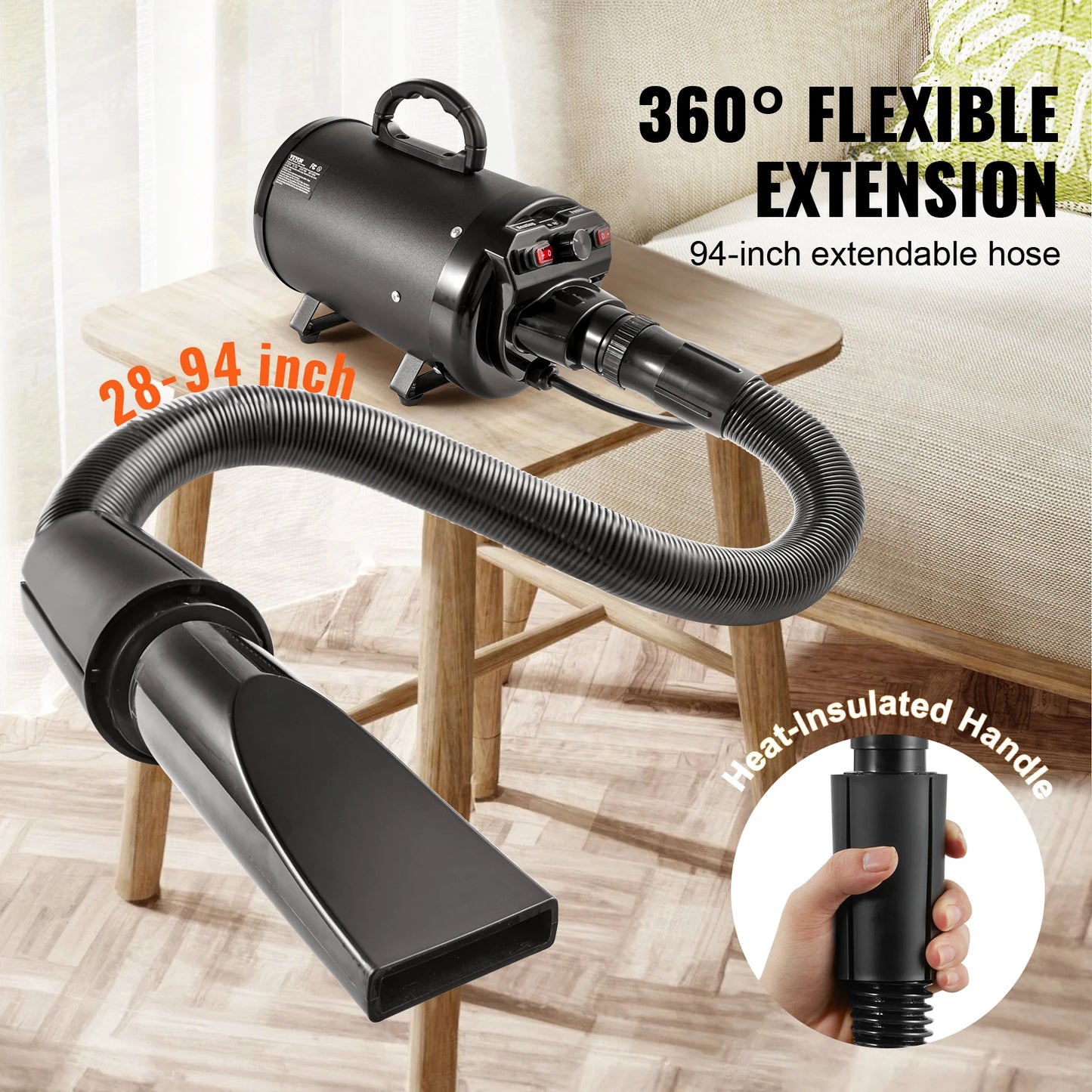 SucceBuy Dog Hair Dryer With Adjustable Speed Four Nozzles