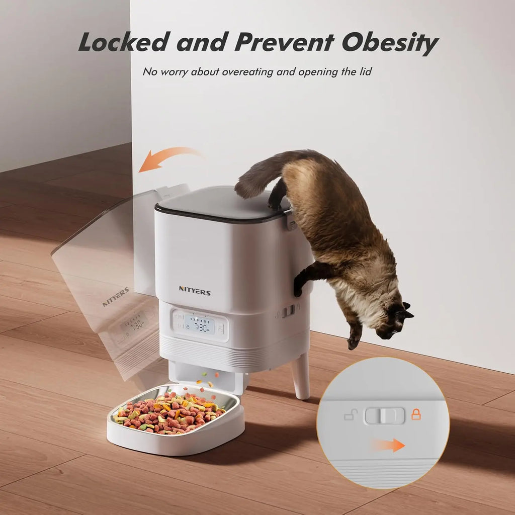 NITYERS 4.5L Automatic Cat Feeder, Timed Dog Food Dispenser with Stainless Steel Bowl, Smart Pet Feeder with Clog-Free Design, Voice Recorder, Dual Power Supply, Portion Control & Meal Planner for Cats and Small Dogs Pet and Home Outlet