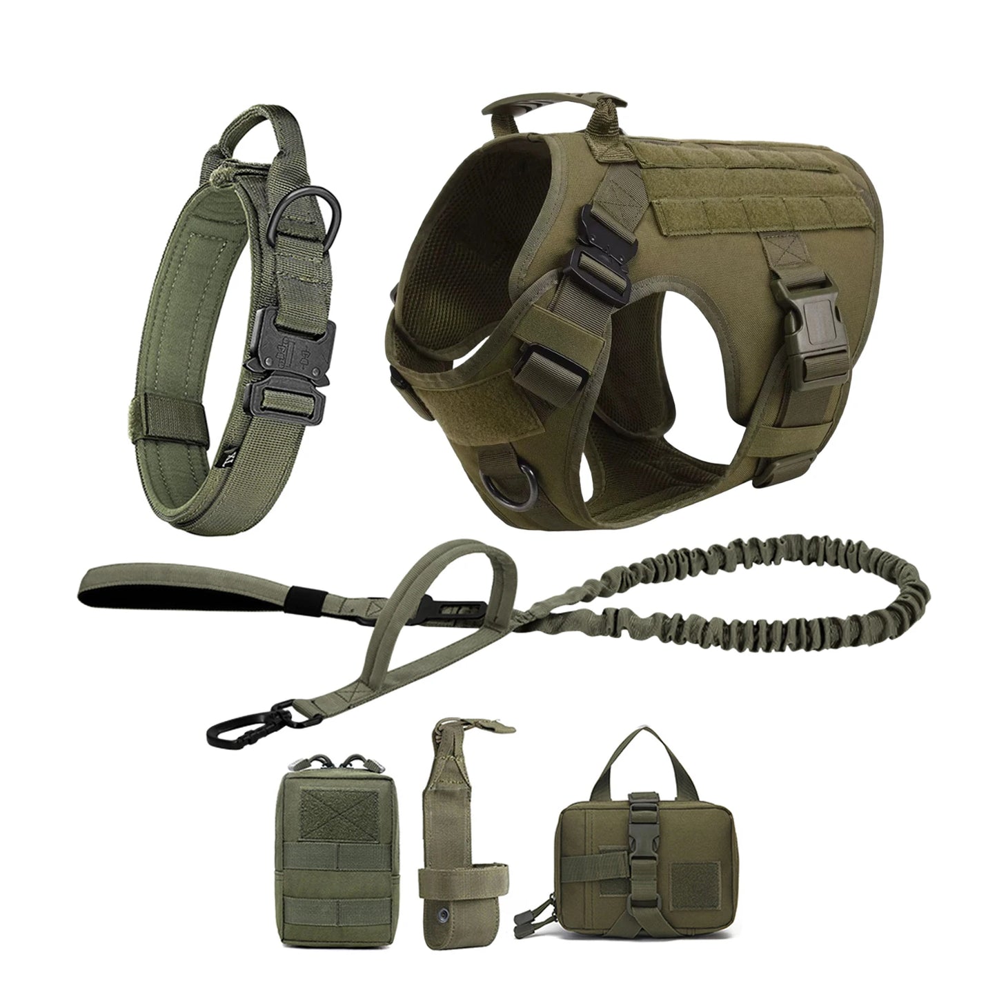 Tactical Padded Nylon Dog Harness Vest With Leash And Collar