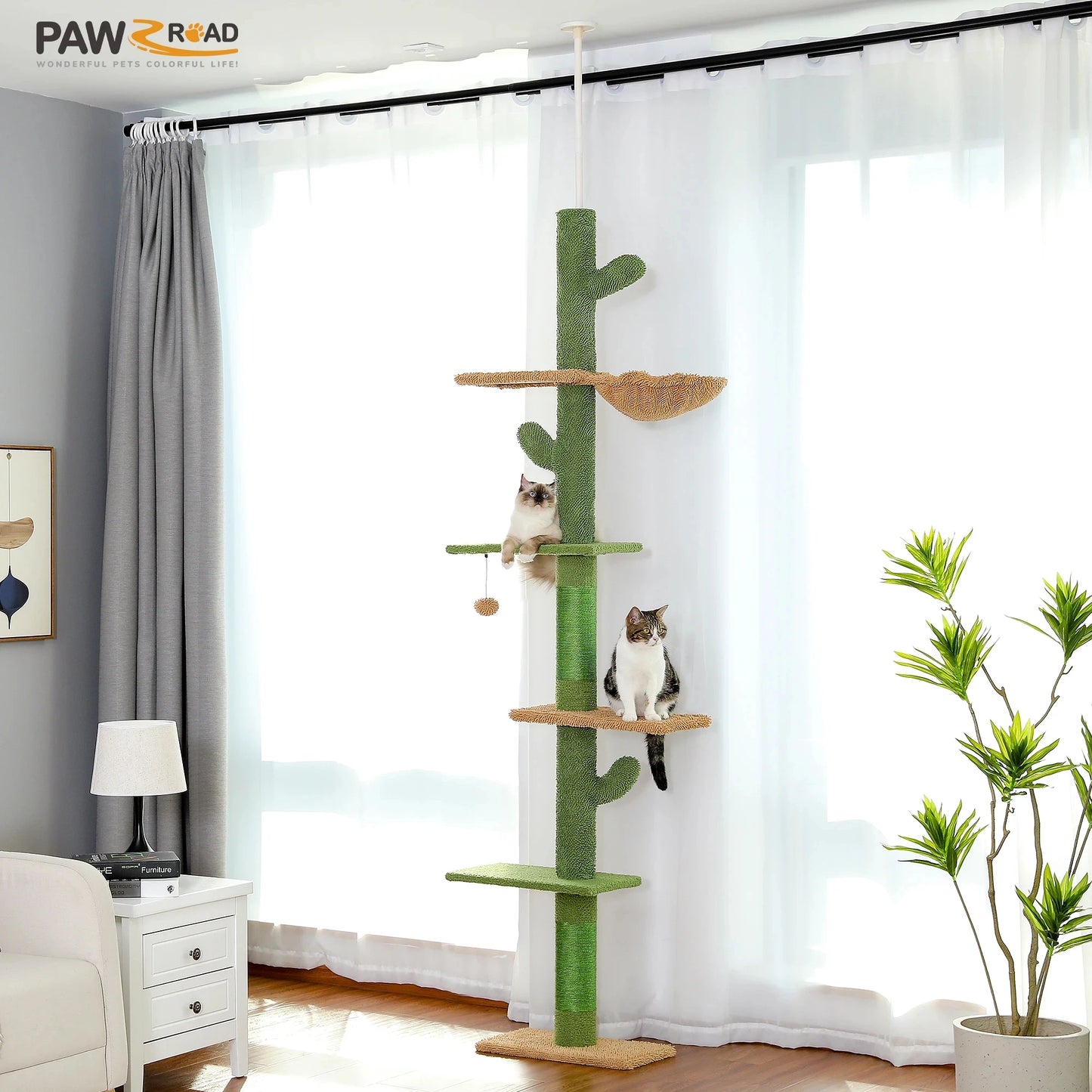 PAWZ Road Cat Tree 5-Tier Floor to Ceiling Climbing Tower