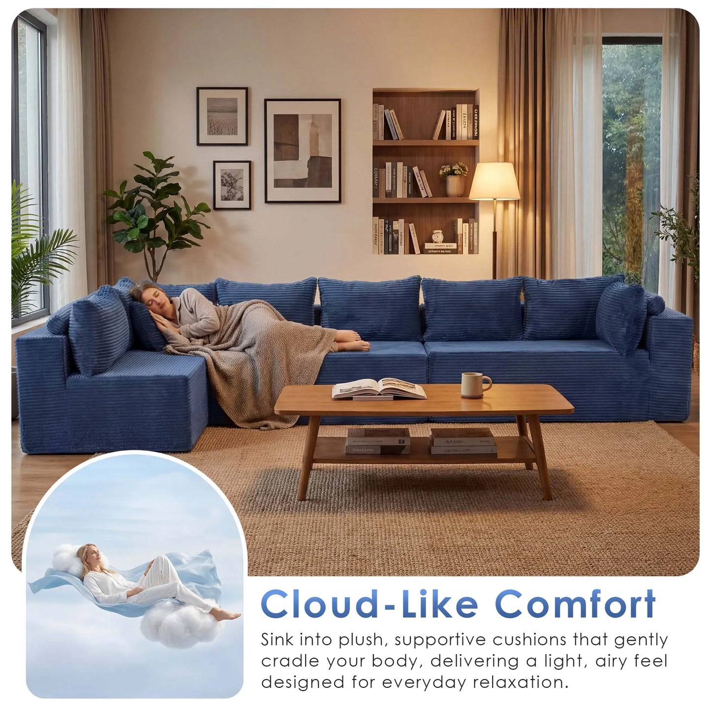 Redlife Modern Boneless Modular Sectional Sofa With Removable Covers