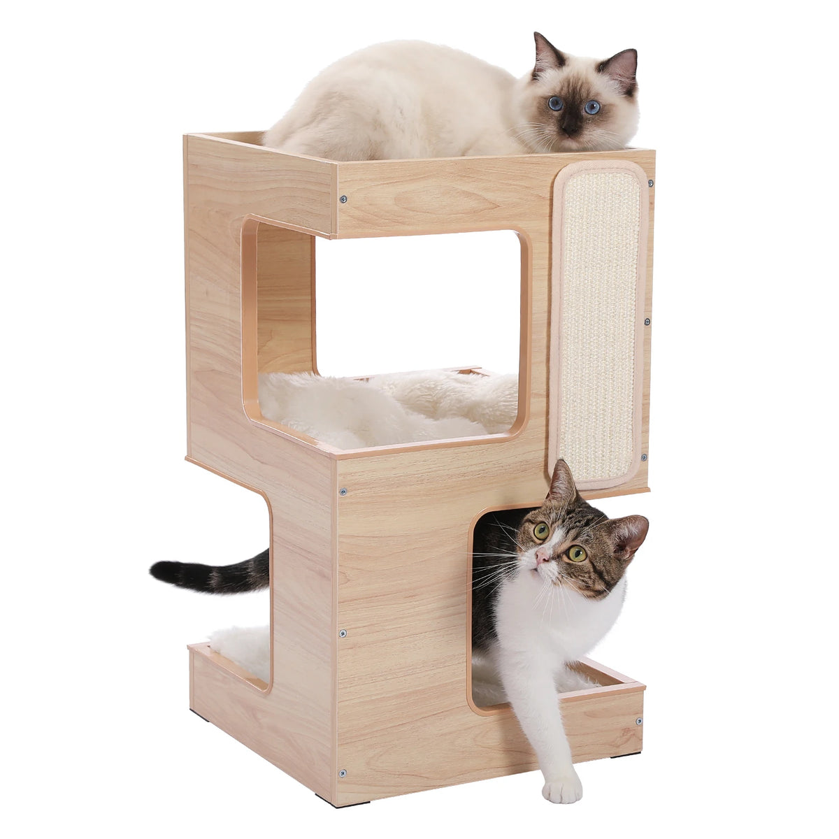 PAWZ Road Wood Cat Condo House Bed With Removable Mats Pet and Home Outlet
