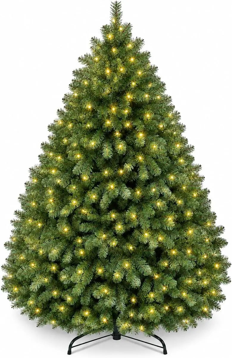 6/4.5/7.5ft Christmas Tree Green Thick and Dense Pine Needle PVC Artifical Christmas Tree with Metal Stand and Dual Color LED Lights Holiday Decoration  for Home Office Party Pet and Home Outlet