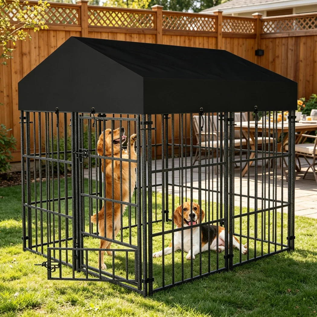 Borwart Heavy Duty Welded Metal Dog Kennel With Roof Cover
