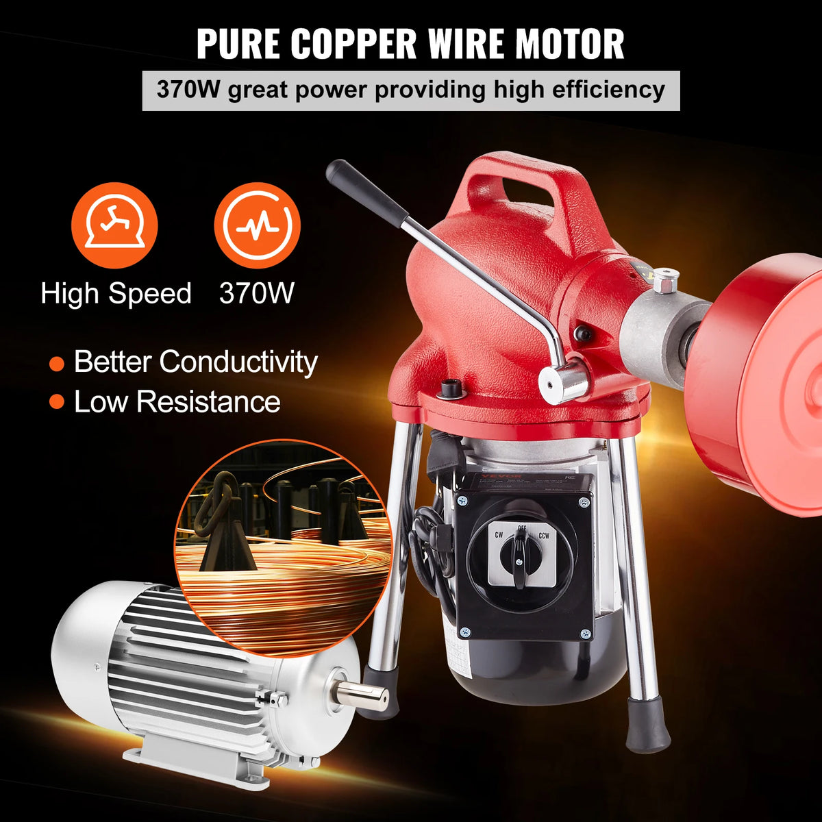 Vevor Electric Drain Cleaner Machine And Sewer Snake Auger
