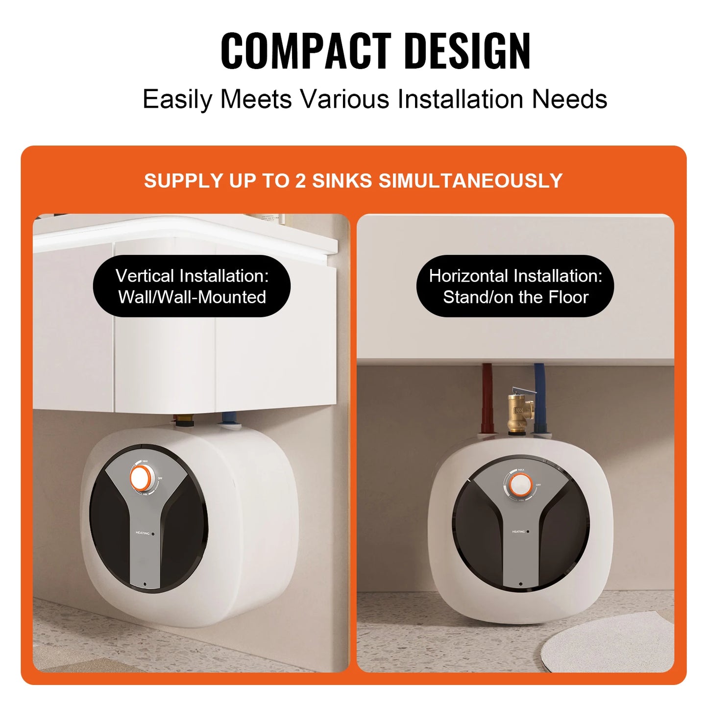 SucceBuy Electric Mini Tank Water Heater For Kitchen And Bath