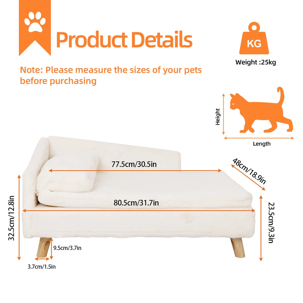 BINGOPAW Beige Elevated Cat & Small Dog Sofa Bed Pet and Home Outlet