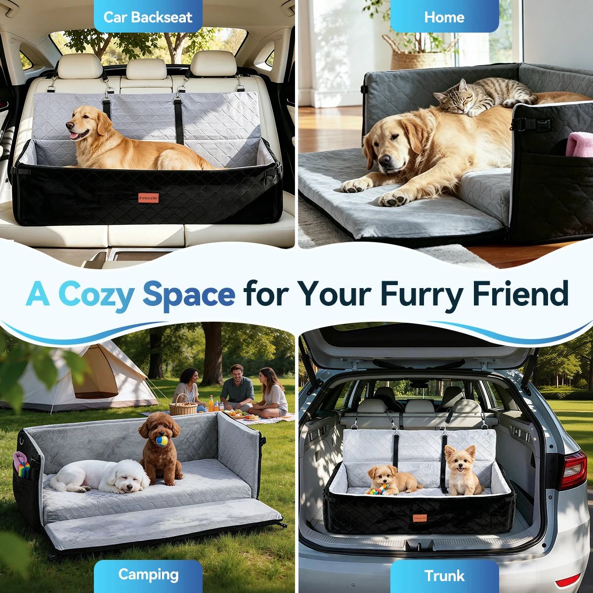 Domipet Multifunctional Dog Car Seat With Thick Cushion