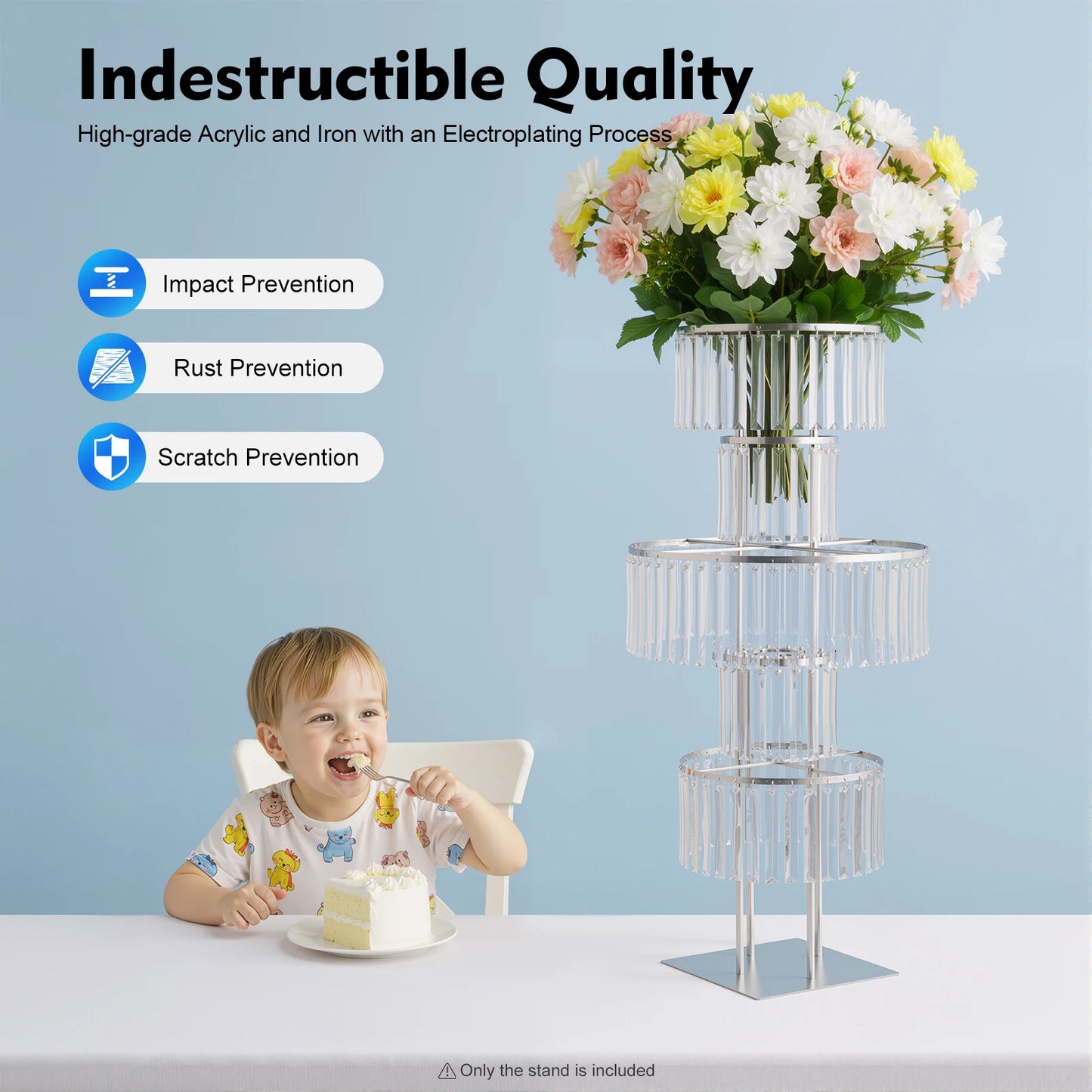 5 Tier Wedding Flower Stand Acrylic Crystal Centerpiece Display Rack