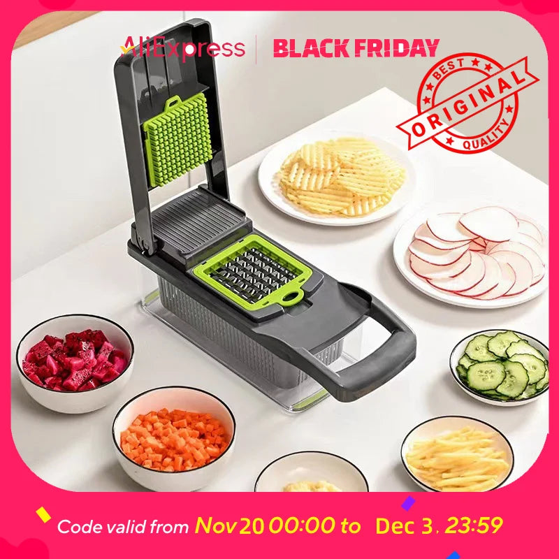 Upgraded Vegetable Chopper Multi-Functional Safe Kitchen Slicer Dicer