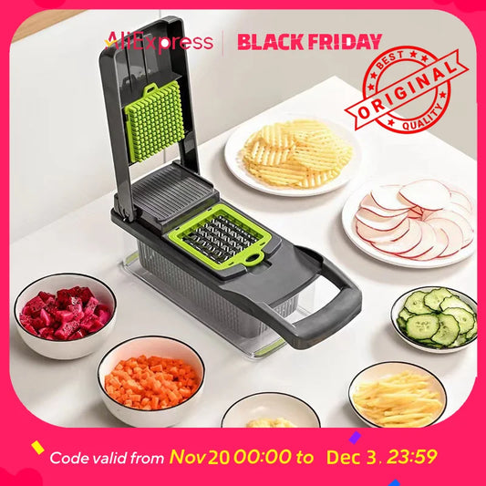 Upgraded Vegetable Chopper Multi-Functional Safe Kitchen Slicer Dicer