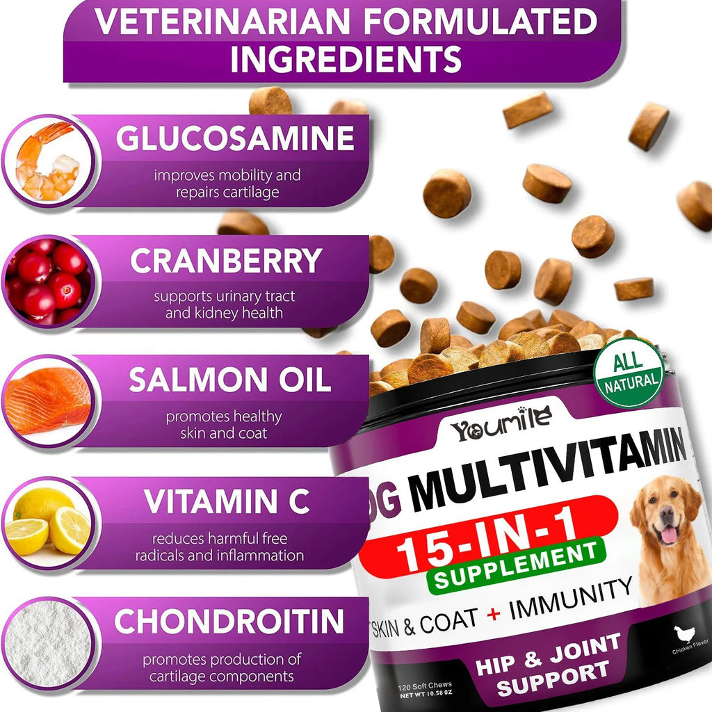 LISM 15-in-1 Multivitamin Soft Chews for Dogs, 120 Count Pet and Home Outlet
