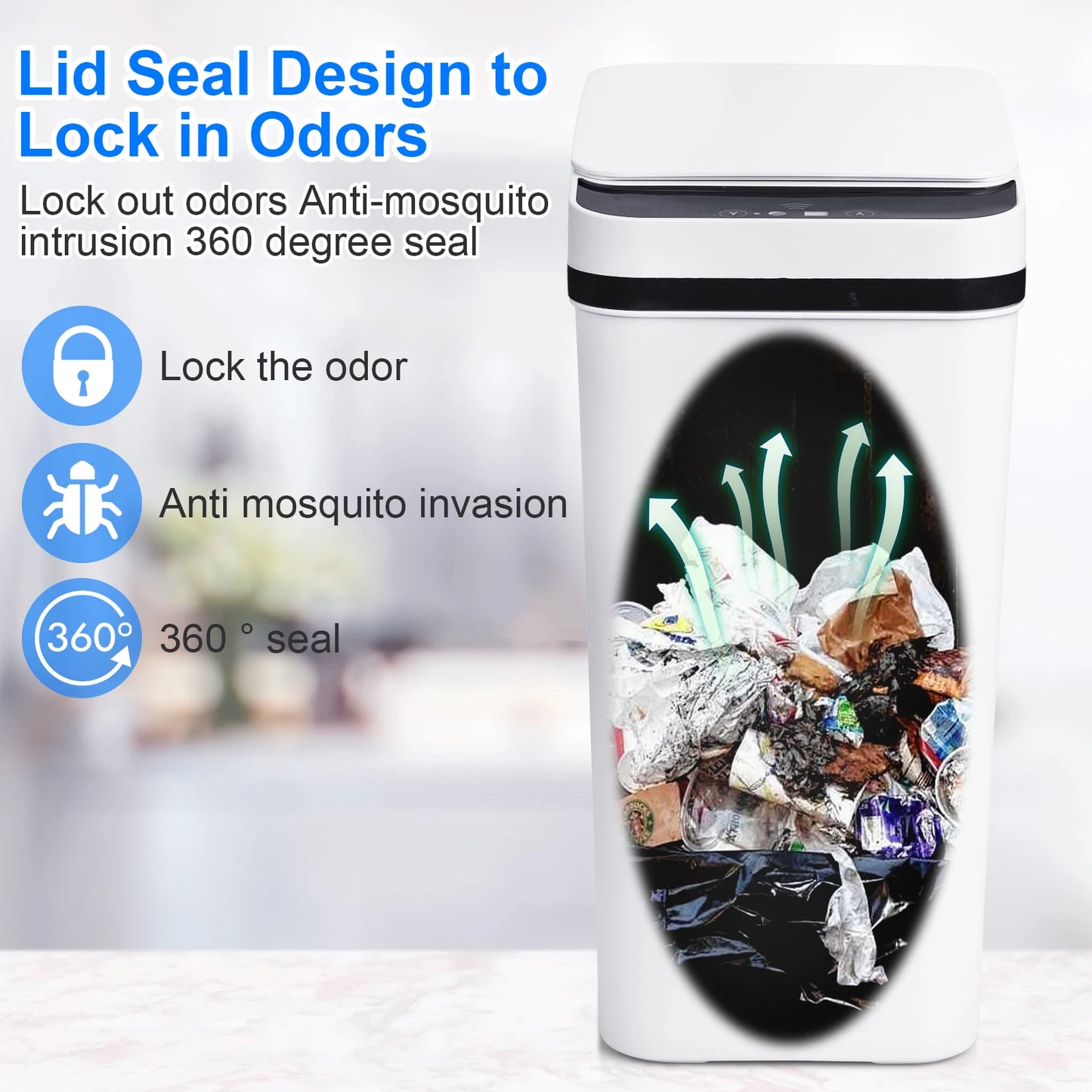 2 Pack Touchless Motion Sensor Trash Cans With Slim Lid
