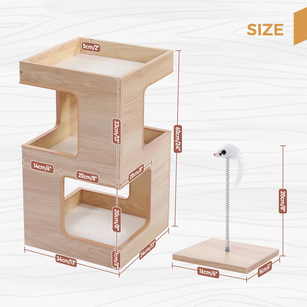 PAWZ Road Wood Cat Condo House Bed With Removable Mats Pet and Home Outlet