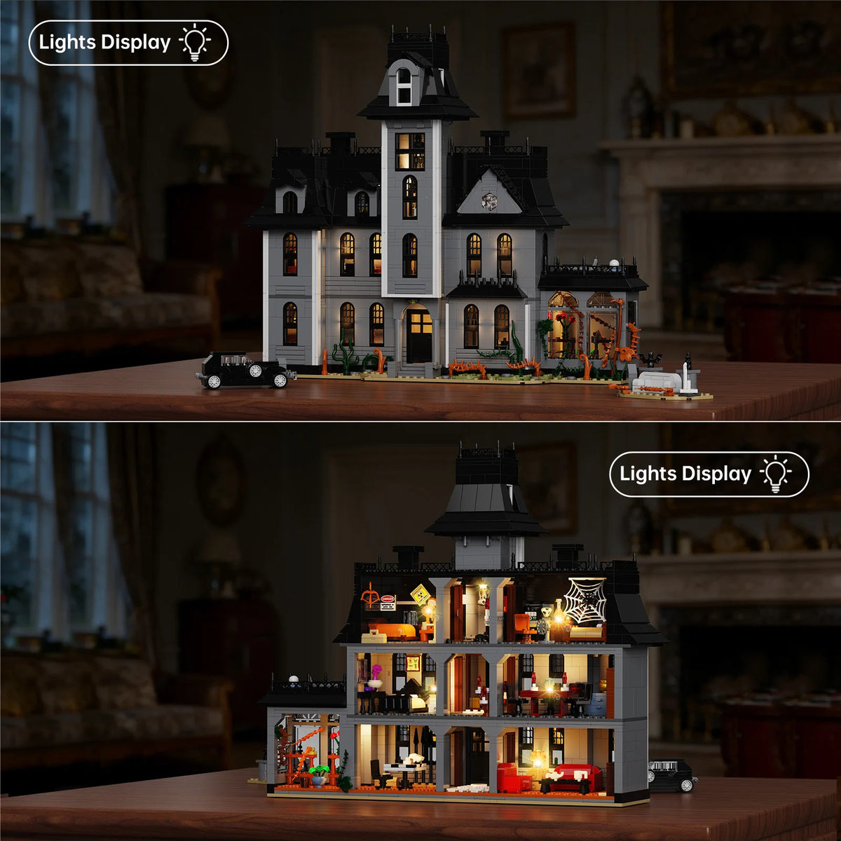 Gothic House Building Blocks Set Nightfall Manor Architecture Bricks Creative Home Decoration Desktop Ornament Halloween Gift for Adults Pet and Home Outlet