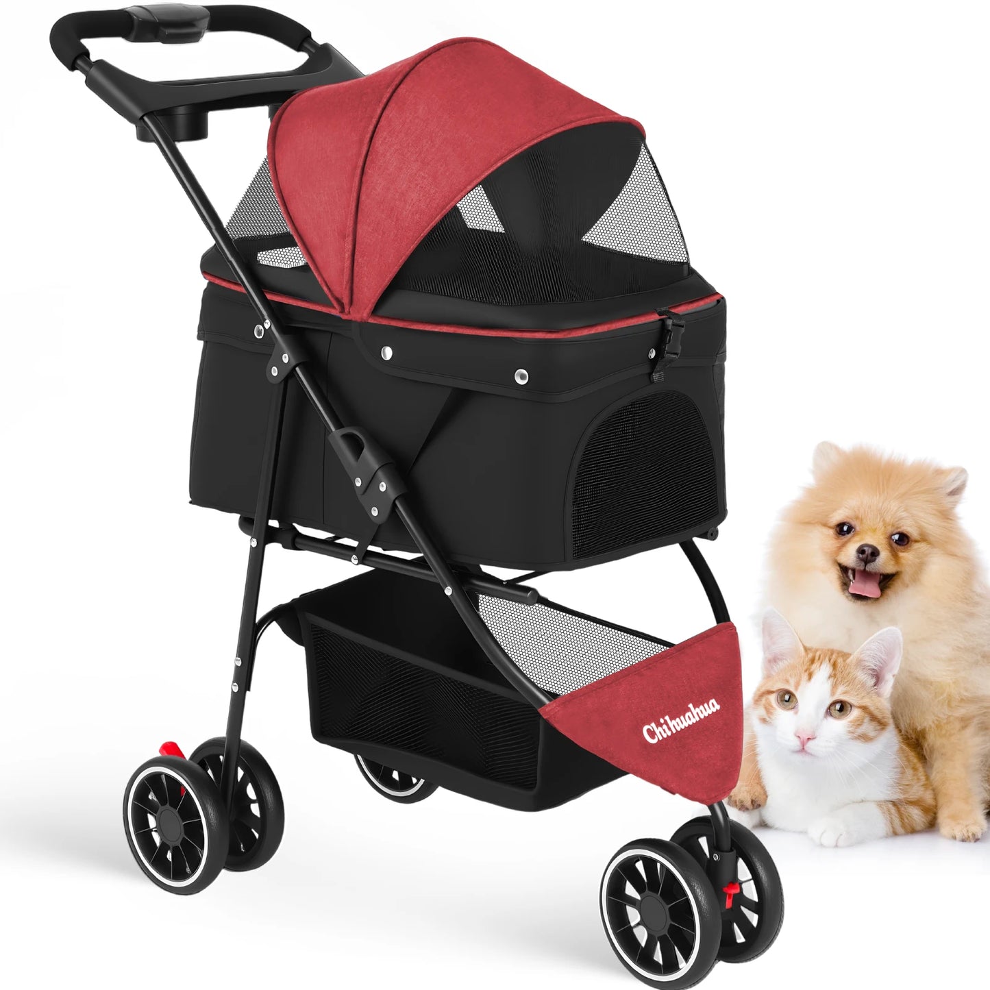 CHIHUAHUA 3-Wheel Pet Stroller For Small And Medium Cats Dogs