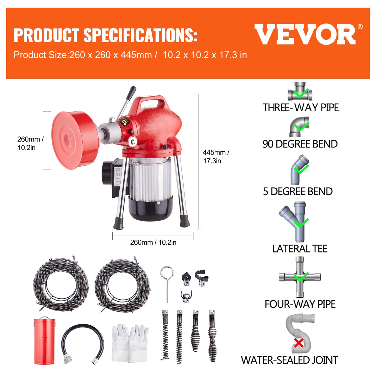 Vevor Electric Drain Cleaner Machine And Sewer Snake Auger