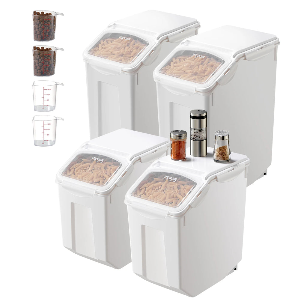 VEVOR 4pcs Rice Storage Container Large Dog Food Dispenser Bin, Kitchen Ingredient Grain Cereal Bin Pet food Containers Pet and Home Outlet