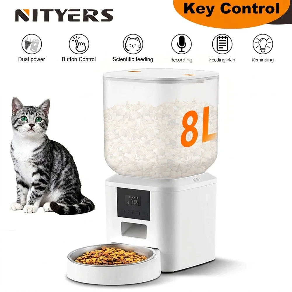 Nityers Automatic Cat Feeder With Key Control And Voice Recorder Pet and Home Outlet