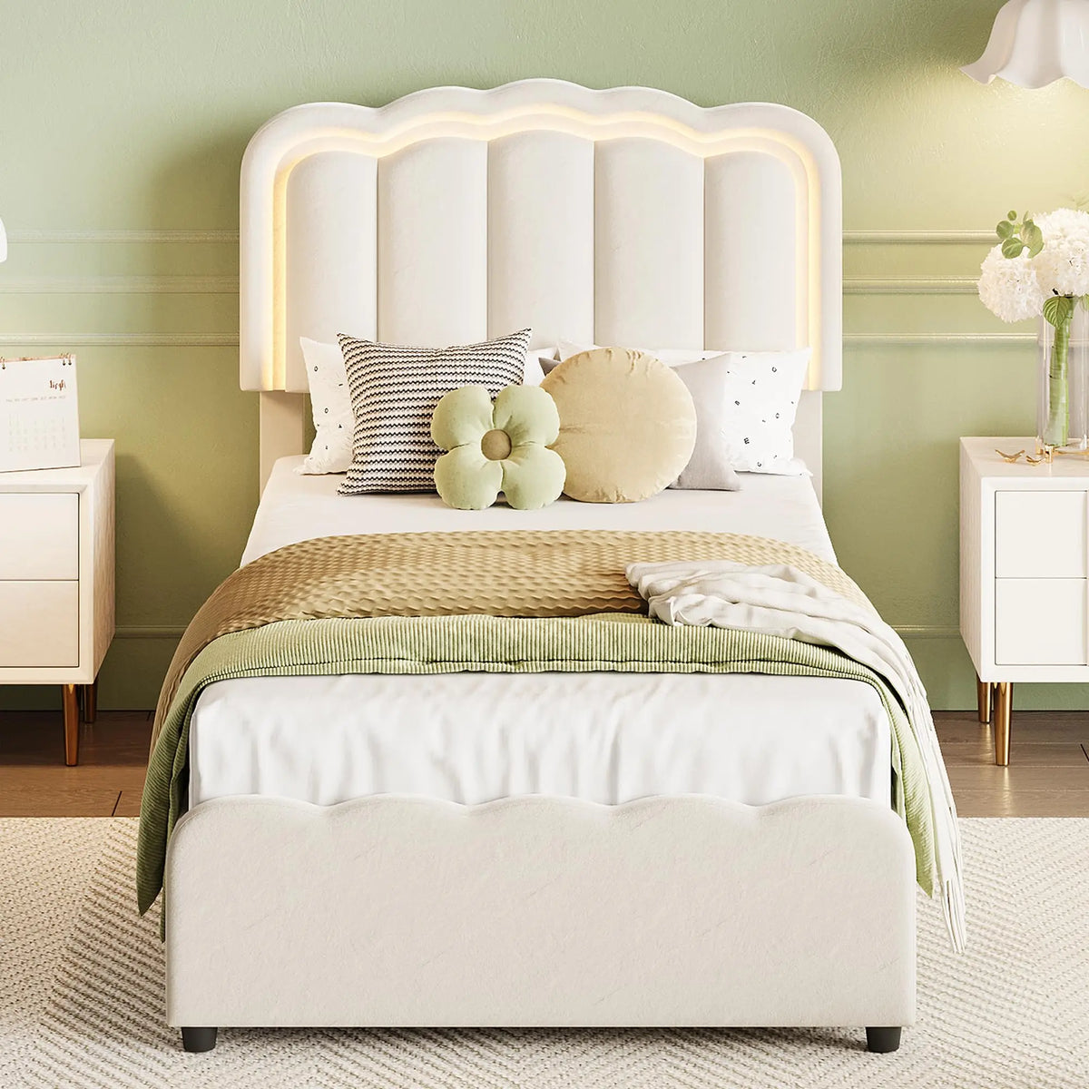 HiMISS Upholstered Twin Bed Frame