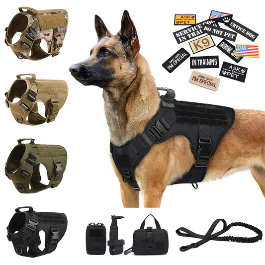 PETRAVEL Military Large Dog Harness Vest With Patches Set