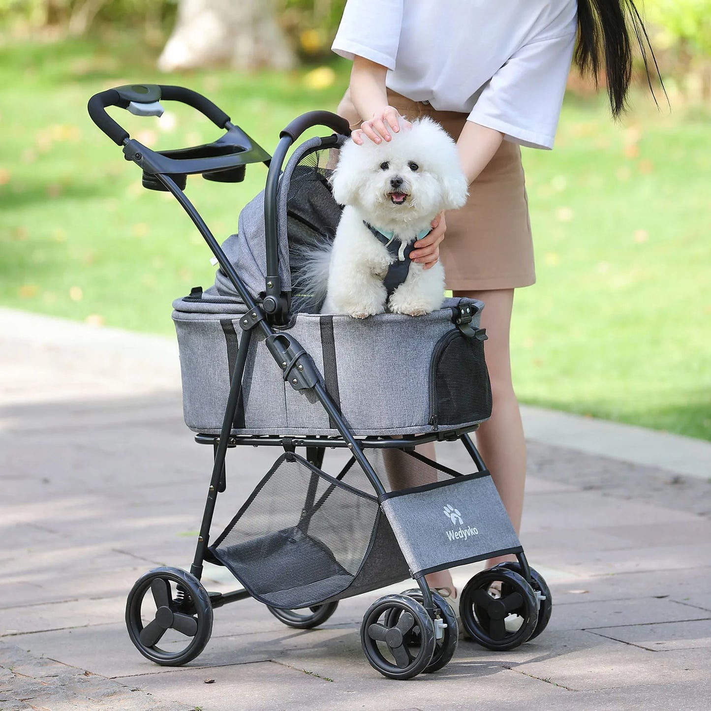 Pet Stroller With Removable Carrier For Dogs And Cats