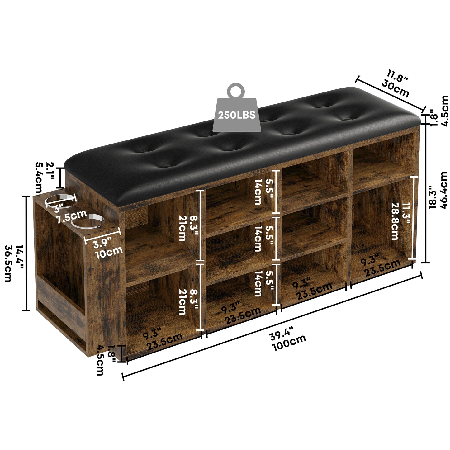 Ironck Shoe Bench With 10 Cubbies Entryway Storage