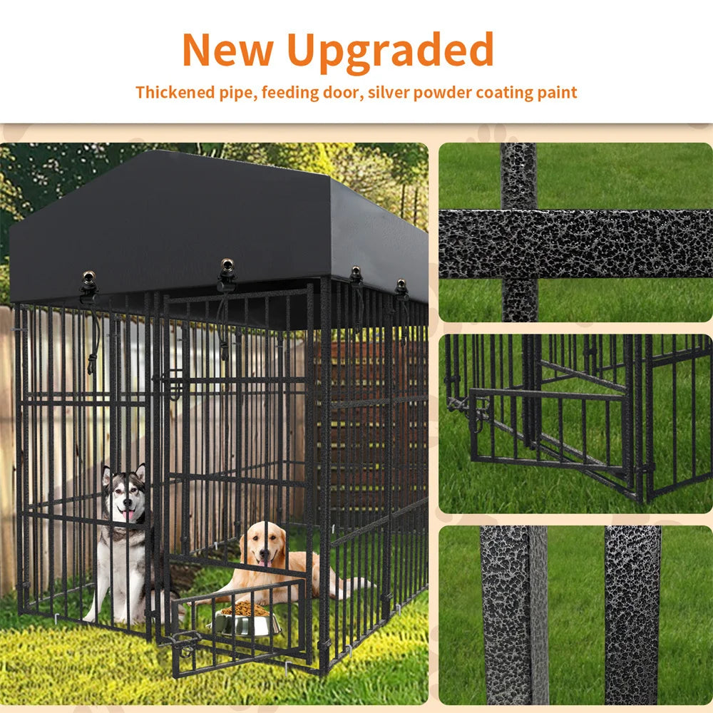Borwart Heavy Duty Welded Metal Dog Kennel With Roof Cover