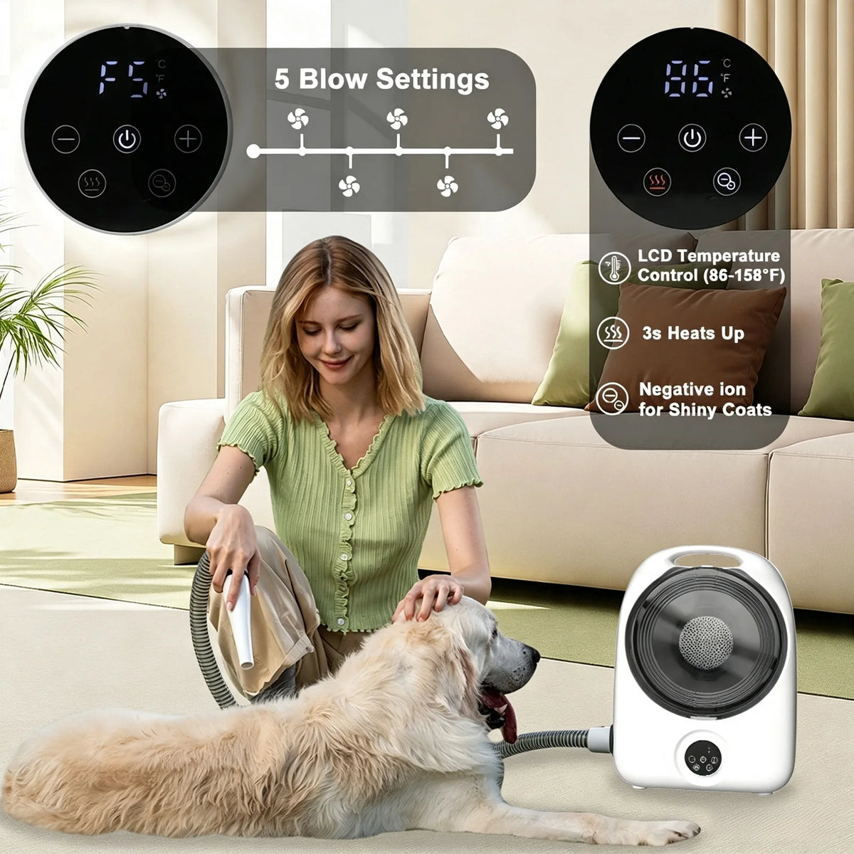 5-in-1 Pet Grooming Kit Professional Dog Hair Clipper Vacuum Dryer Low Noise Pet Grooming Trimmer Set with Multi Tools Professional Pet Grooming Vacuum Kit for Dogs Cats Hair Shedding Cleaning Pet and Home Outlet