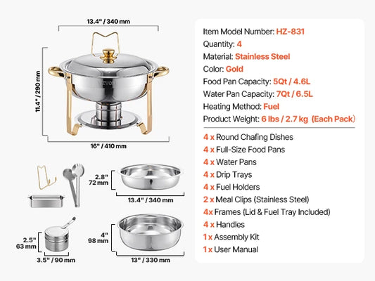 SucceBuy Chafing Dish Buffet Set Stainless Steel Chafer With Pans