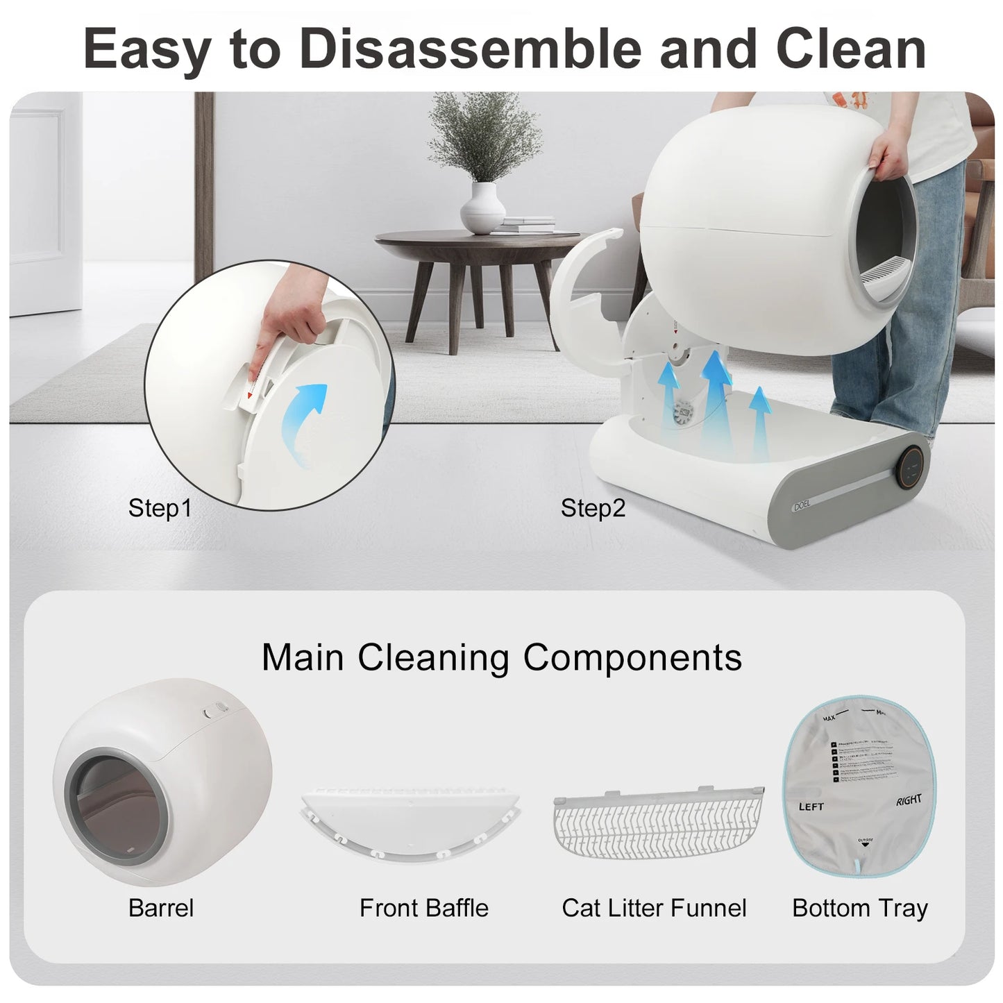 DOEL Automatic Smart Self Cleaning Cat Litter Box App Control