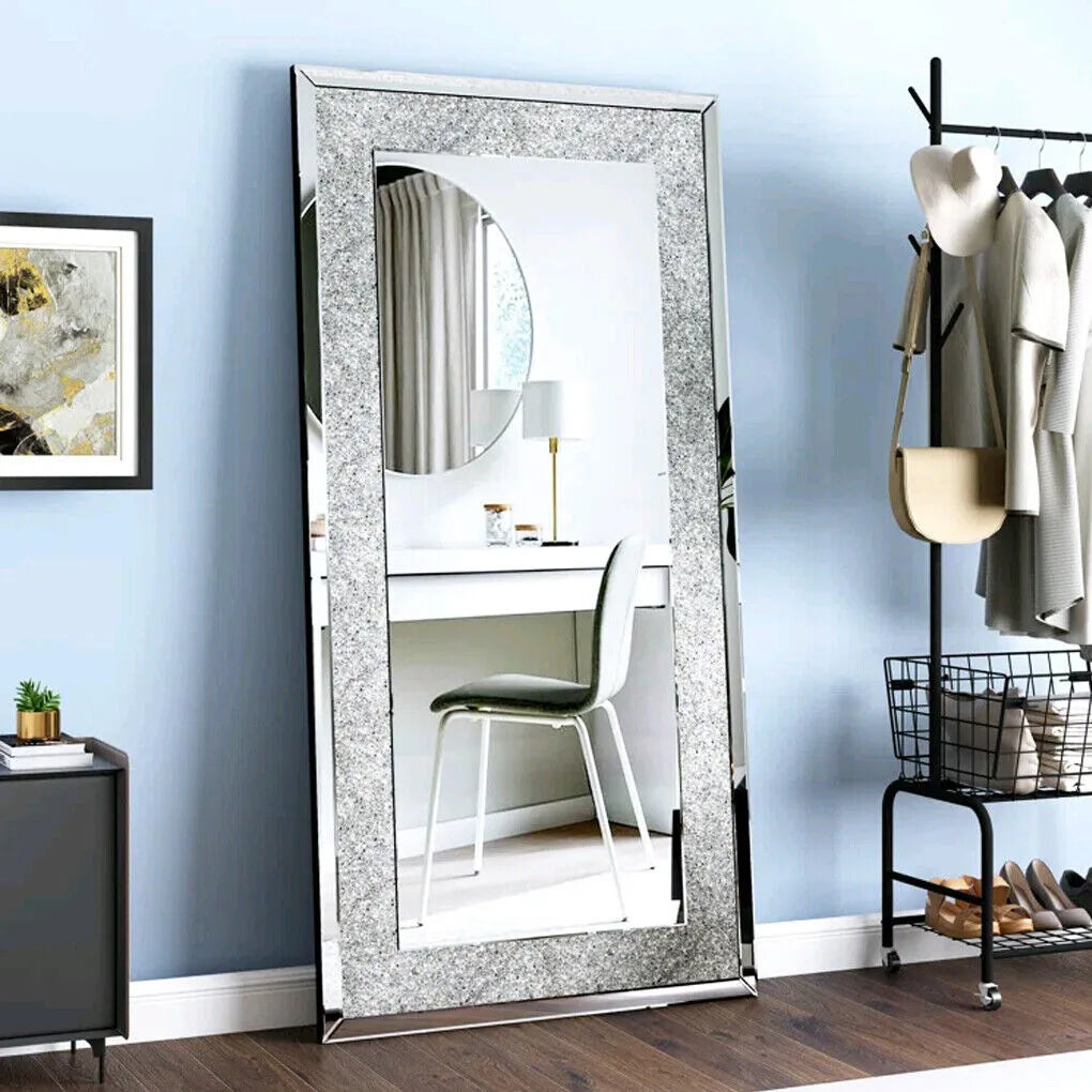 Crystal Crush Diamond Wall Mirror Rectangular Framed Mirror