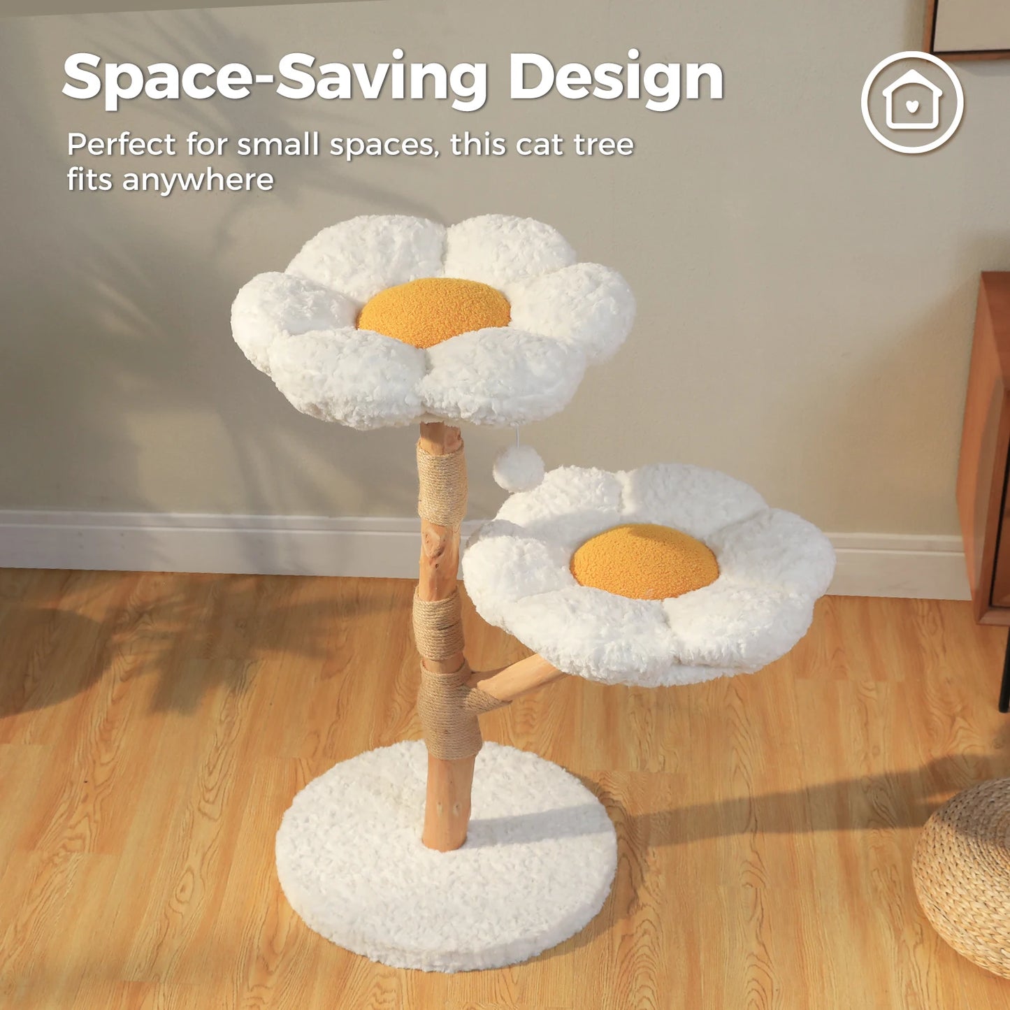 PAWZ Road Modern Cat Tree Tower With Natural Wood Scratching Posts