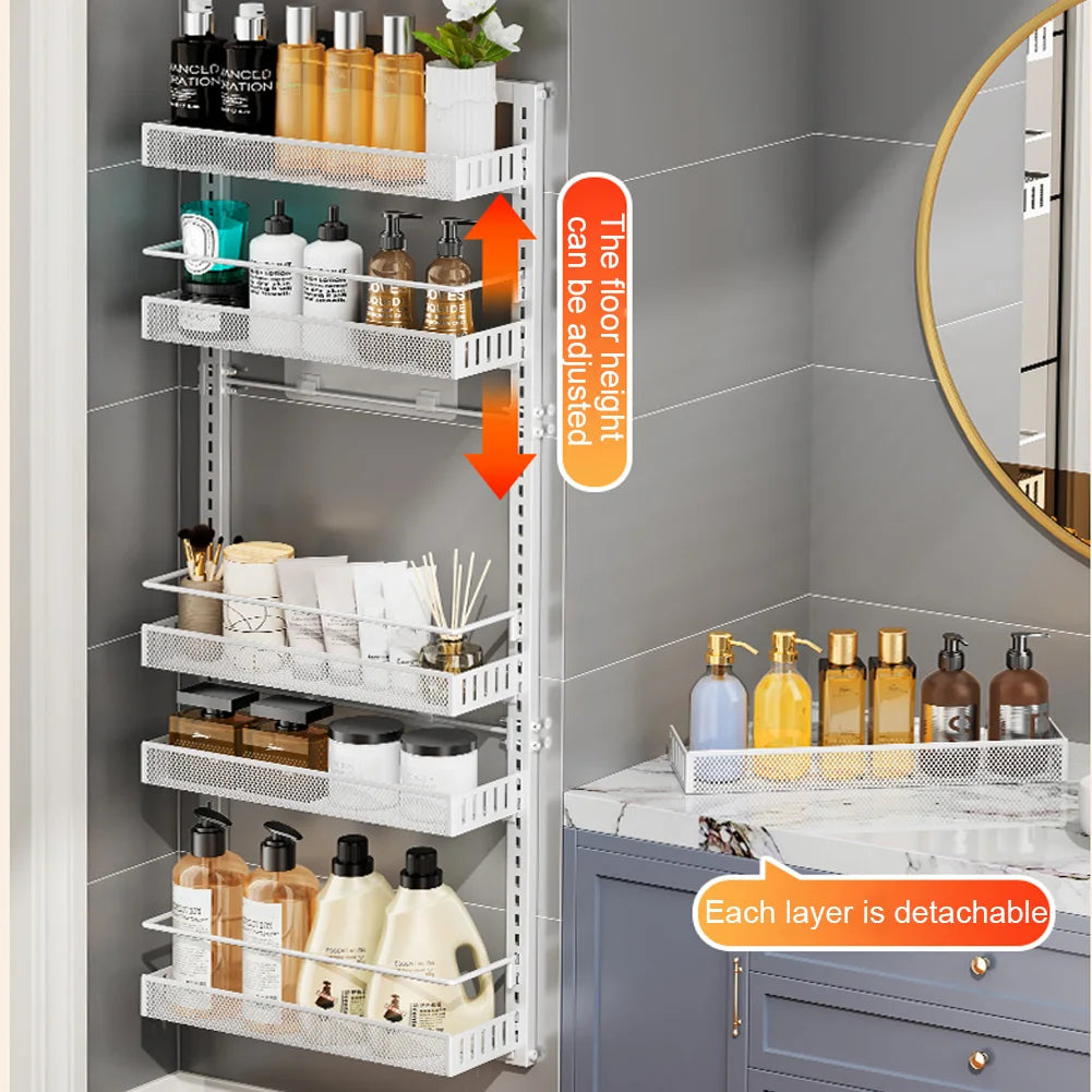 HiMISS Adjustable 6-Level Metal Pantry Organizer For Door Wall Mount