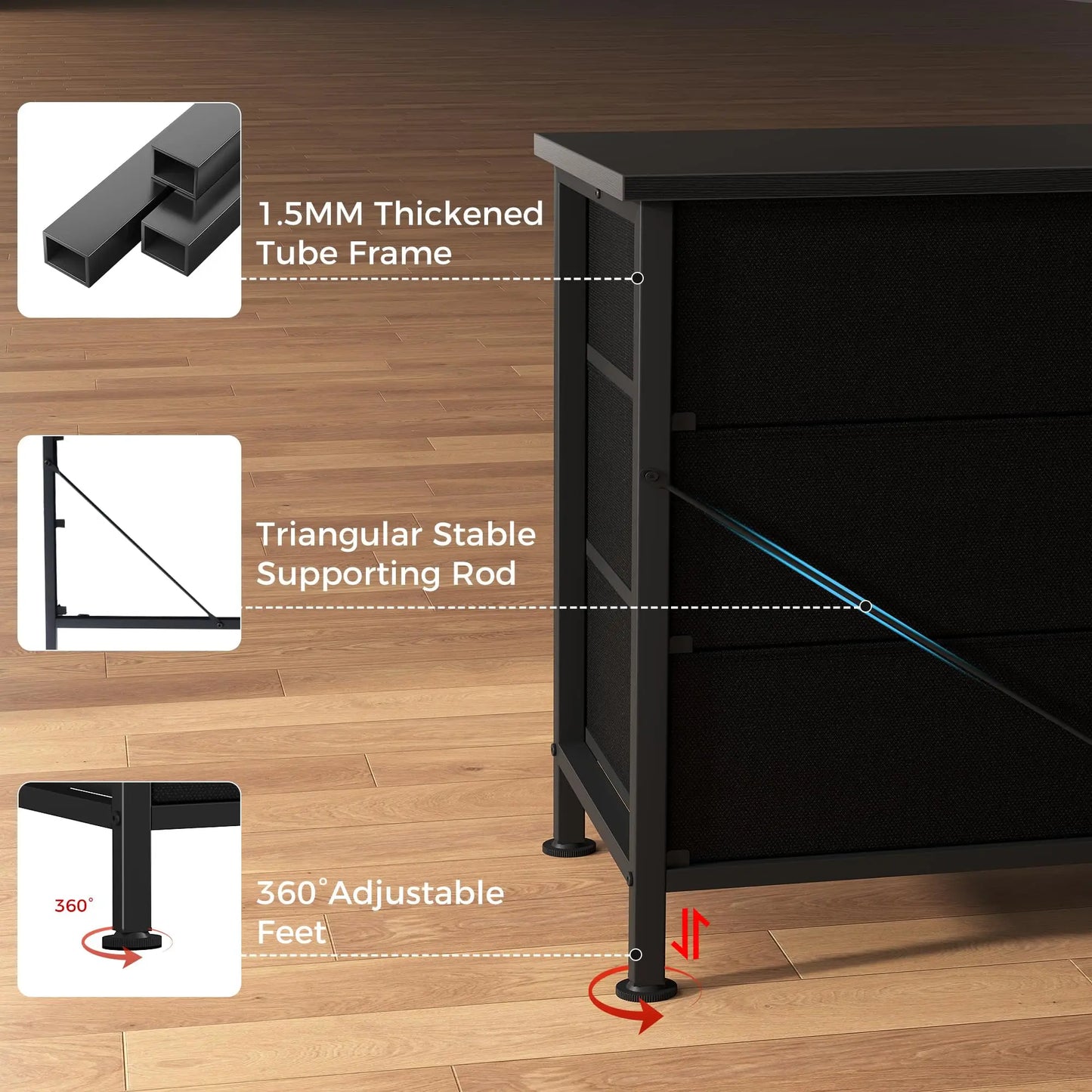 JHK Modern Living Room Media Cabinet With Storage Drawers