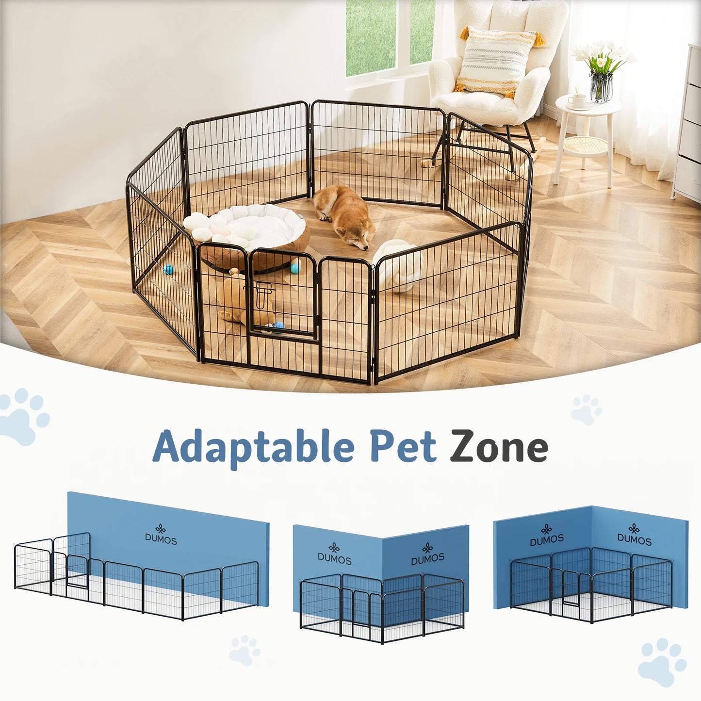 JHK Metal Dog Playpen Fence For Indoor Outdoor Use