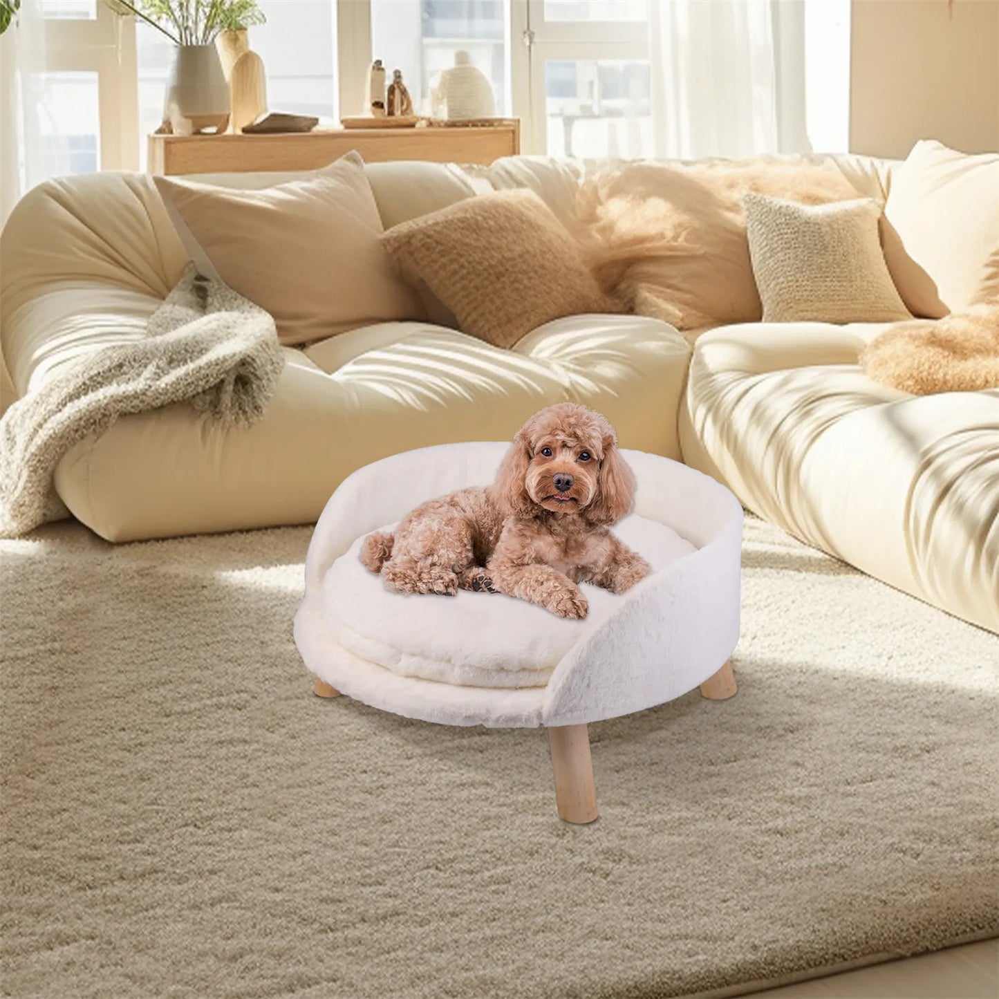 Bingopaw Raised Pet Sofa Bed With Removable Waterproof Cushion