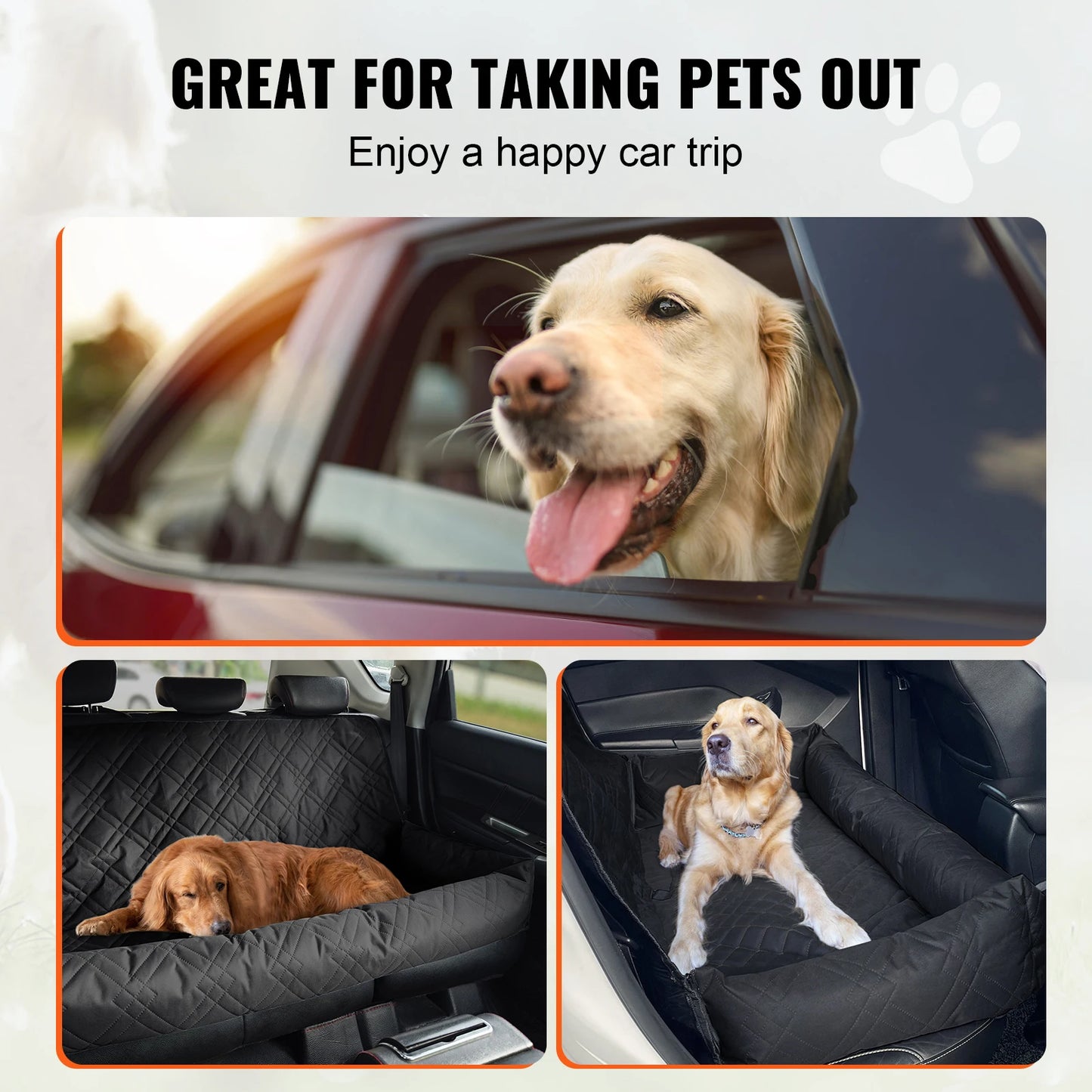SucceBuy Waterproof Dog Car Booster Seat With Safety Leash For Medium Large Dogs