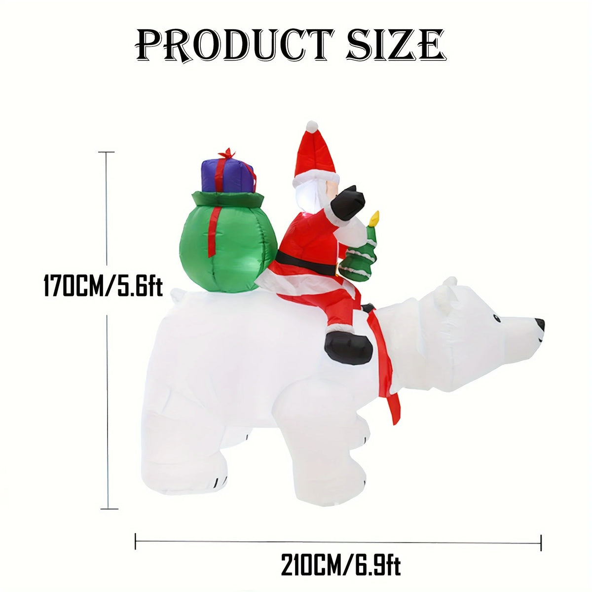 Christmas LED Inflatable Santa Riding Polar Bear With Shaking Head Pet and Home Outlet