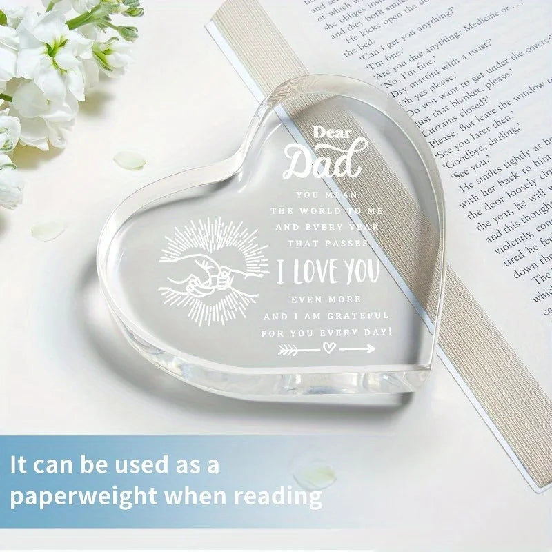 Engraved Dad Heart - Sentimental Paperweight Gift for All Occasions Pet and Home Outlet