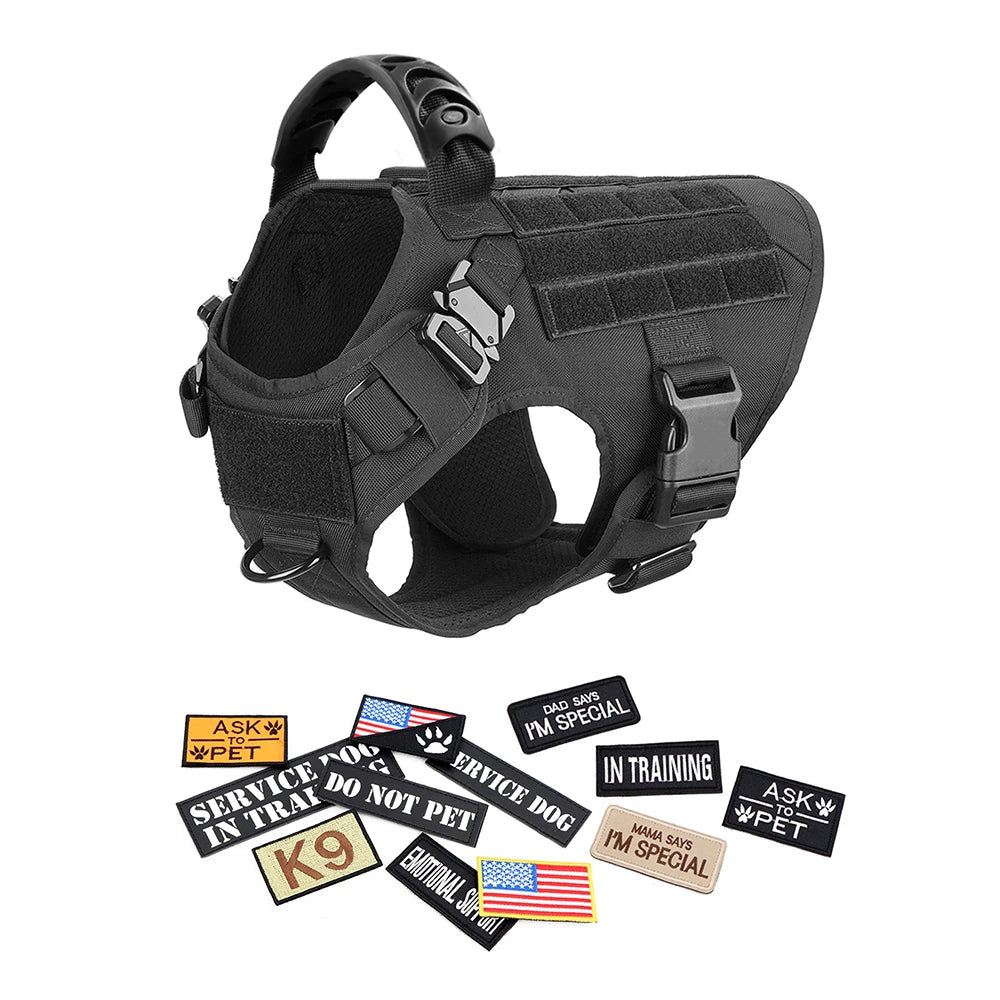 PETRAVEL Military Dog Harness Vest Set For Training