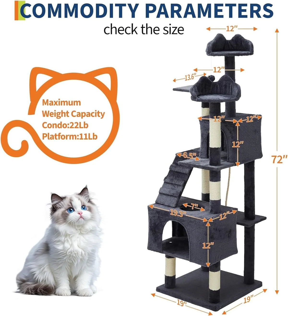 Sturdy Cat Tree With Sisal Scratching Posts And Condos