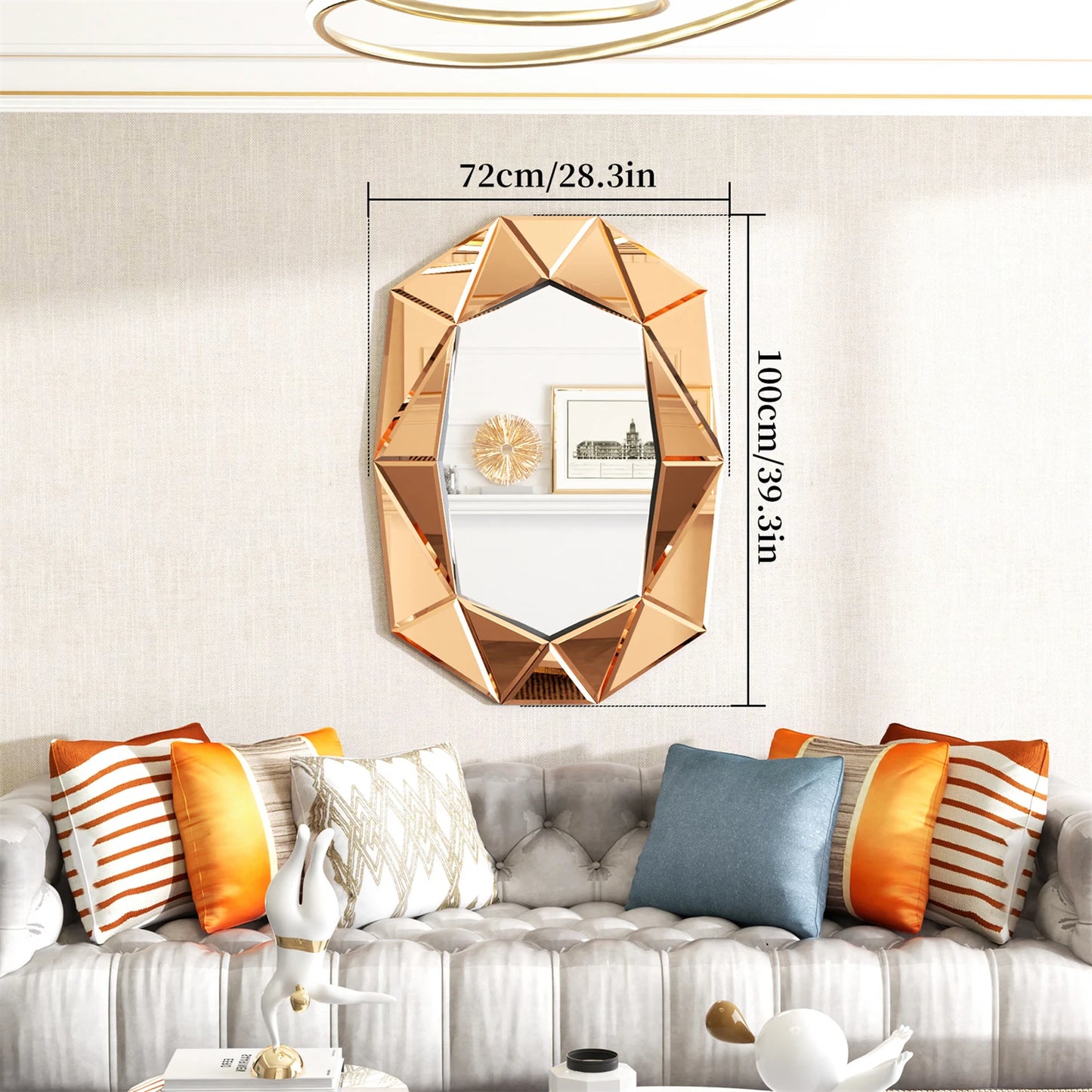 Asymmetrical Venetian Glass Inlay Wall Mirror Decorative Accent