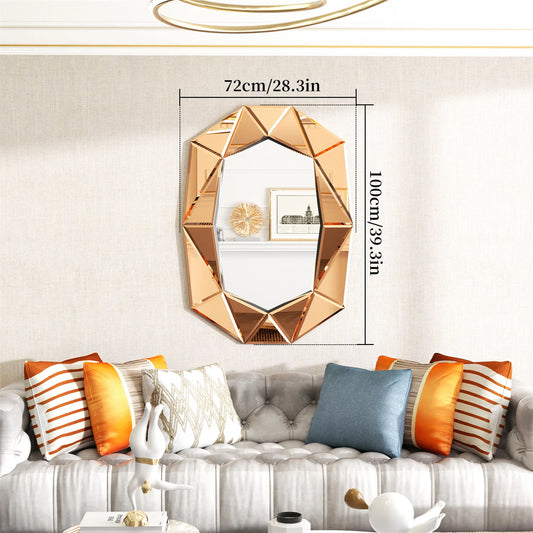 Asymmetrical Venetian Glass Inlay Wall Mirror Decorative Accent