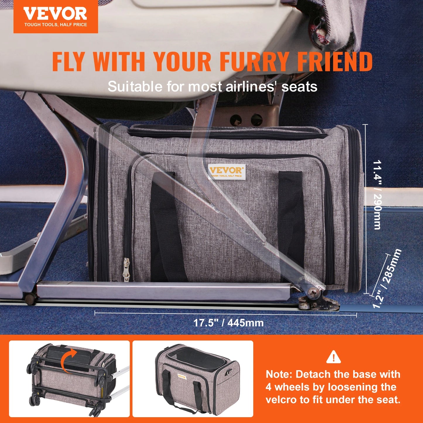 Breathable Cat And Small Dog Carrier Backpack With Telescopic Handle And Wheels