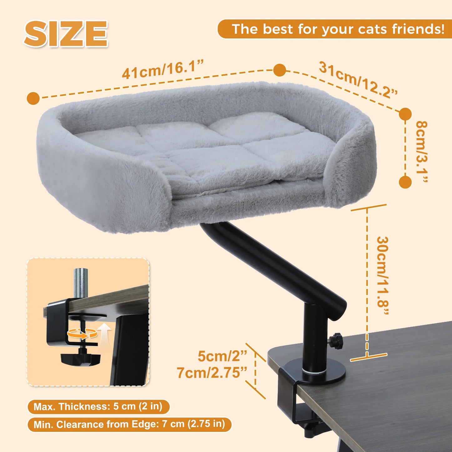 PAWZ Road Cat Desk Bed 360° Rotatable Hammock For Cats