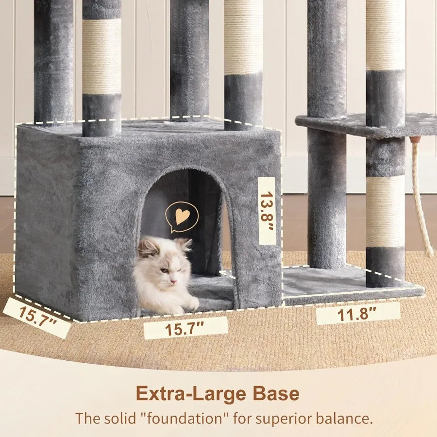XIUWO Cat Tree Tower For Indoor Cats Multi Level Stability