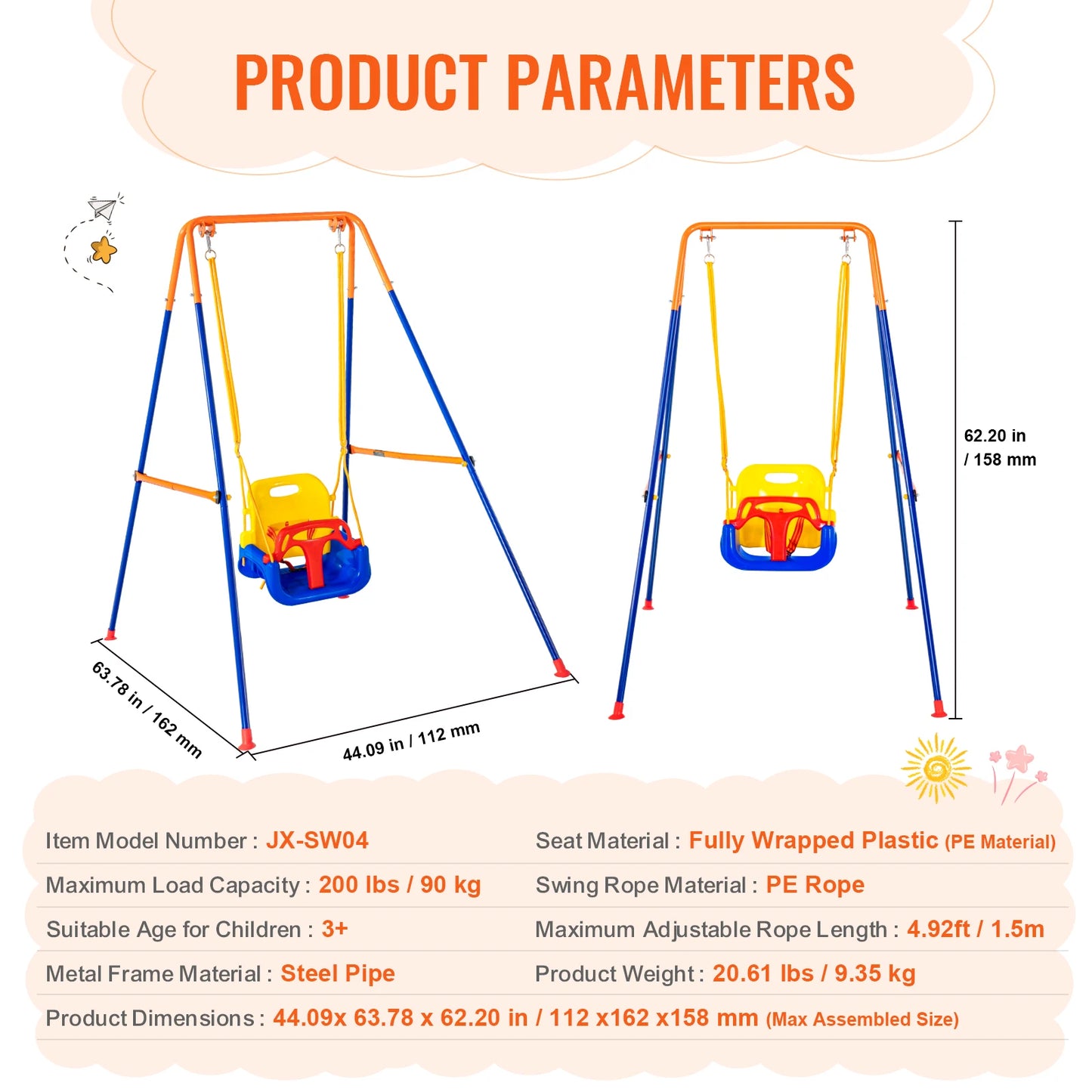 SucceBuy Backyard Swing Set With 600 Lb Capacity And Seats