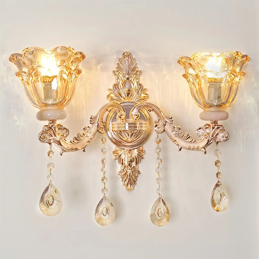 Vrygle Floral Wall Sconce With Crystal Lampshade Lighting