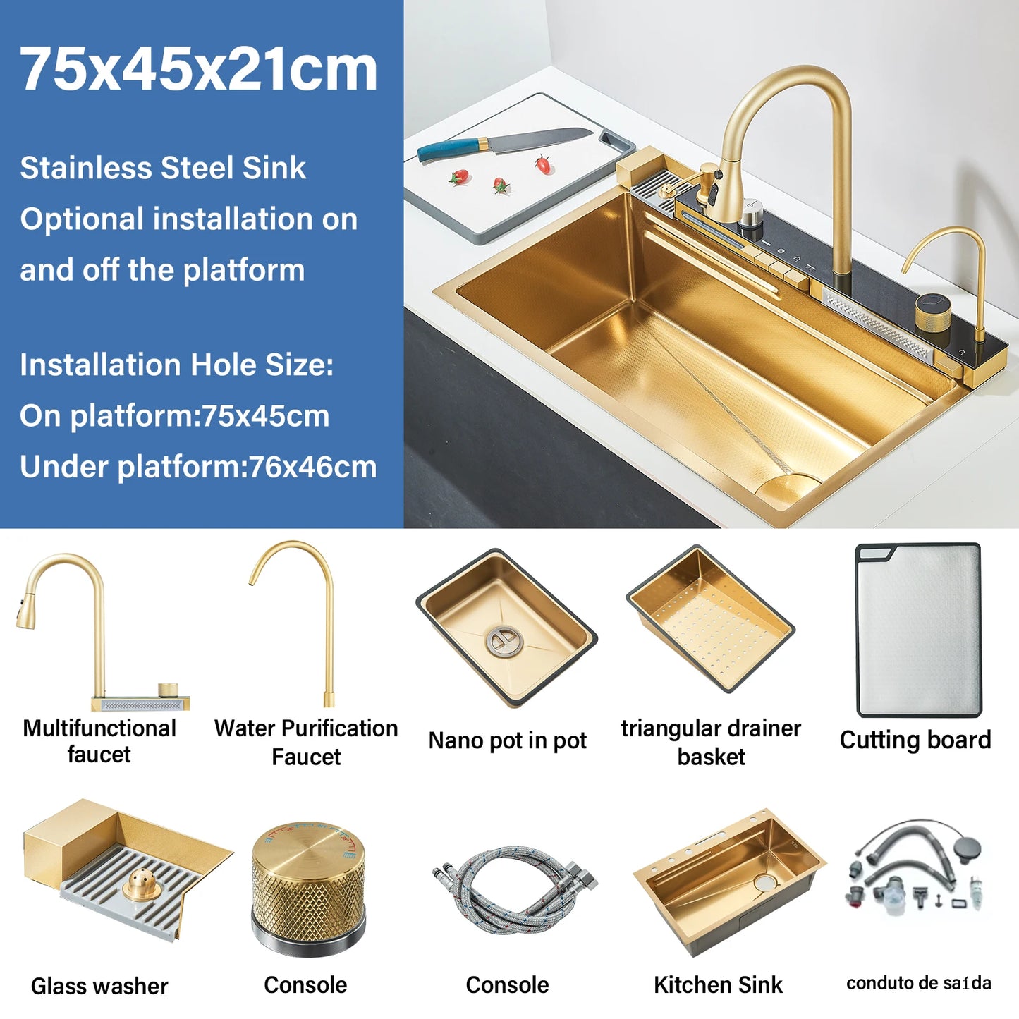 Stainless Steel Apron Front Single Bowl Kitchen Sink With Faucet